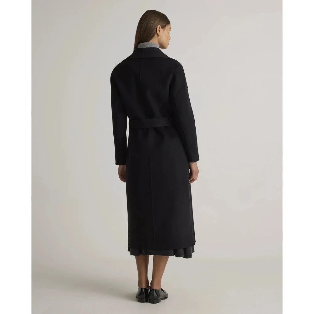 NWT Quince Double Faced Merino Wool Draped Collar Wrap Coat Long Tie Women's XL - Picture 10 of 16